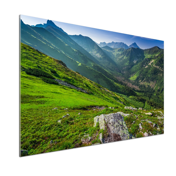 Spatplaat keuken Zonsopgang in de bergen