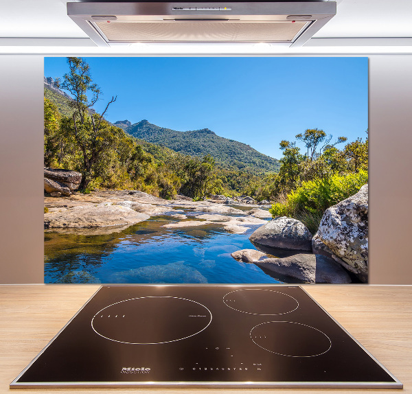 Spatscherm keuken Rivier in het bos