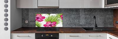 Glazen achterwand keuken Hawaiiaanse bloemen