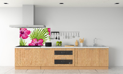 Glazen achterwand keuken Hawaiiaanse bloemen