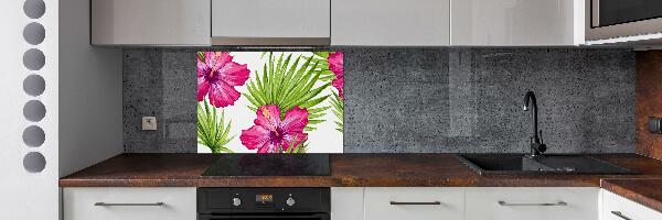 Glazen achterwand keuken Hawaiiaanse bloemen