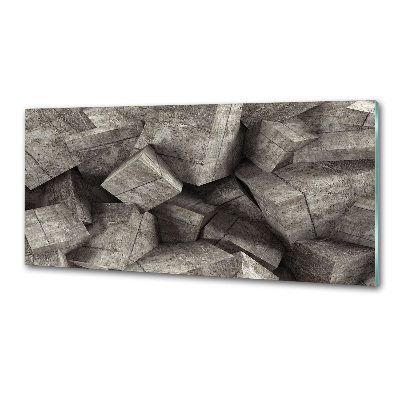 Glazen achterwand keuken Betonnen kubussen