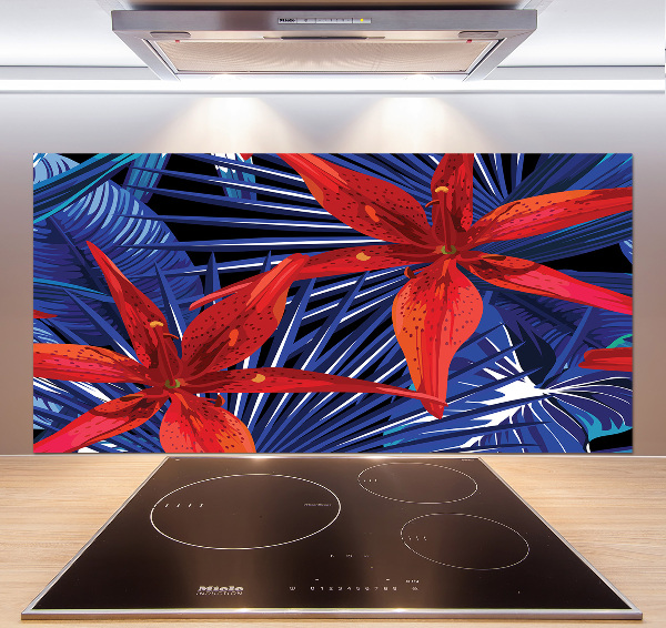 Spatscherm keuken Tropische bloemen