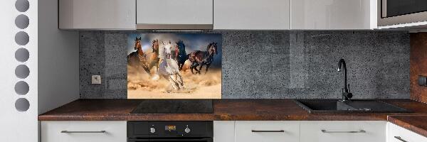 Glazen achterwand keuken Paarden in galop