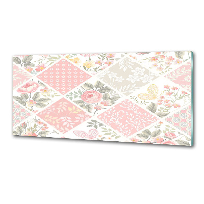 Spatscherm keuken Patroon van rozen en vlinders