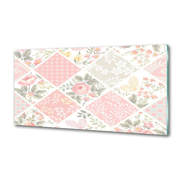 Spatscherm keuken Patroon van rozen en vlinders