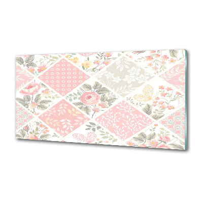 Spatscherm keuken Patroon van rozen en vlinders