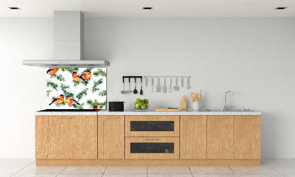 Spatscherm keuken Roodborstje op een naaldboom