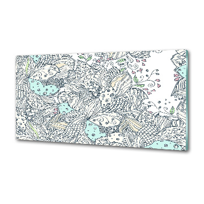 Glazen achterwand keuken Bloemenpatroon