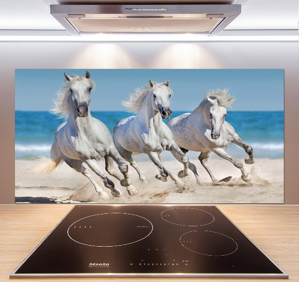 Glazen achterwand keuken Witte paardenstrand