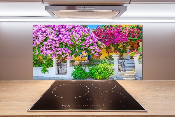 Glazen achterwand keuken Huis met bougainvillea