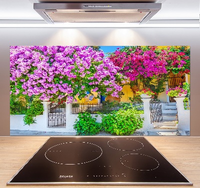 Glazen achterwand keuken Huis met bougainvillea