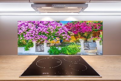Glazen achterwand keuken Huis met bougainvillea
