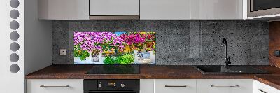 Glazen achterwand keuken Huis met bougainvillea