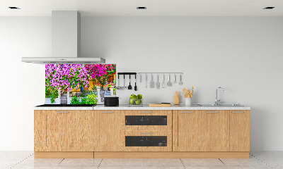 Glazen achterwand keuken Huis met bougainvillea