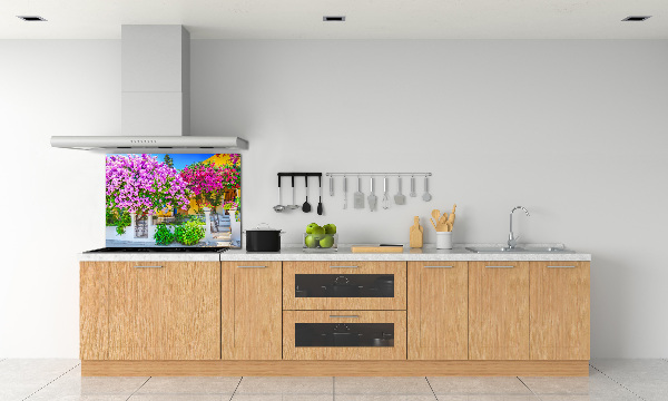 Glazen achterwand keuken Huis met bougainvillea