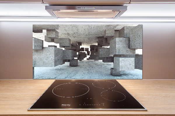 Spatscherm keuken Kubussen van beton