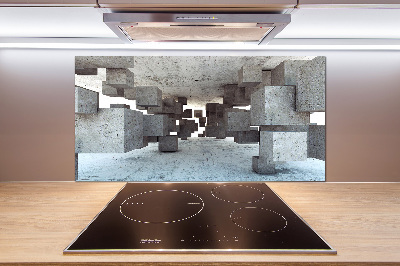 Spatscherm keuken Kubussen van beton