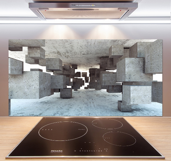 Spatscherm keuken Kubussen van beton