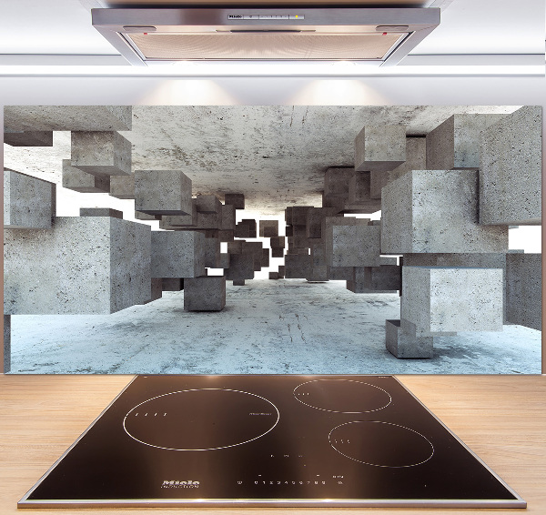 Spatscherm keuken Kubussen van beton