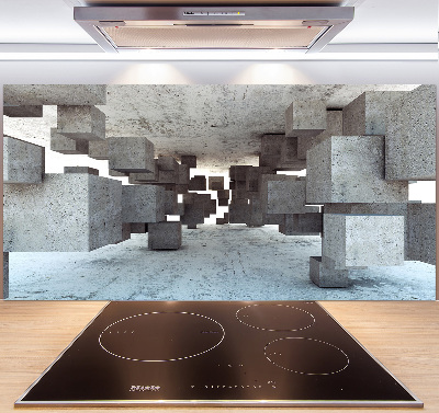 Spatscherm keuken Kubussen van beton