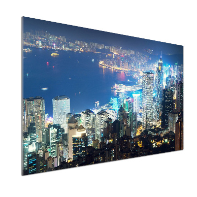 Spatscherm keuken Hong Kong 's nachts