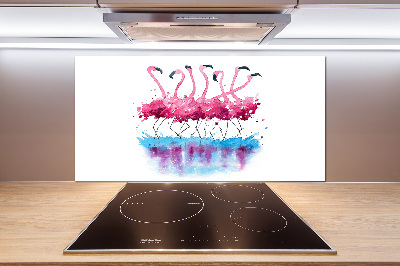 Spatscherm keuken Flamingo's