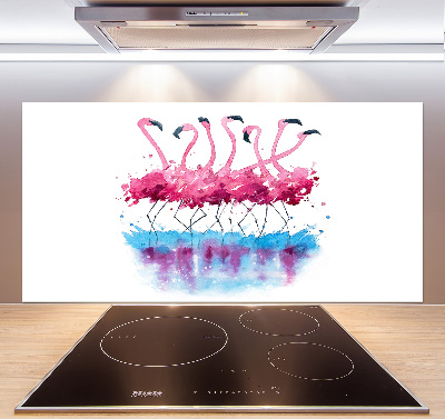 Spatscherm keuken Flamingo's