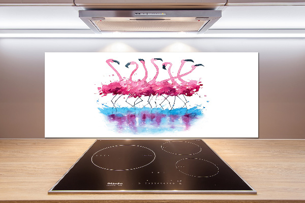 Spatscherm keuken Flamingo's