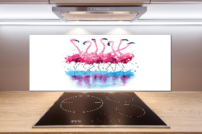 Spatscherm keuken Flamingo's