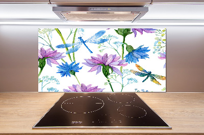 Keuken achterwand Bloemen en libellen