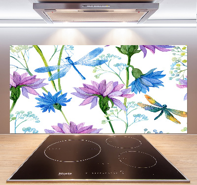 Keuken achterwand Bloemen en libellen