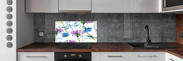 Keuken achterwand Bloemen en libellen