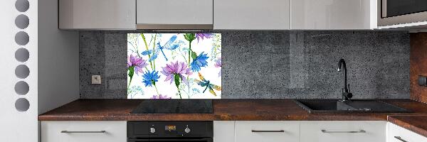 Keuken achterwand Bloemen en libellen