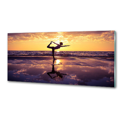 Achterwand keuken Yoga op het strand