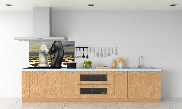 Glazen achterwand keuken Schaakpaarden