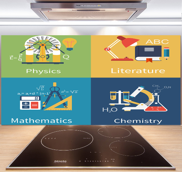 Glazen achterwand keuken Schoolvakken