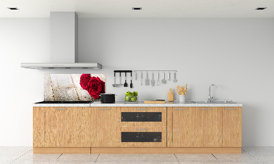 Spatplaat keuken Rozen op hout