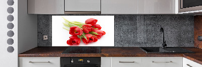 Glazen achterwand keuken Rode tulpen