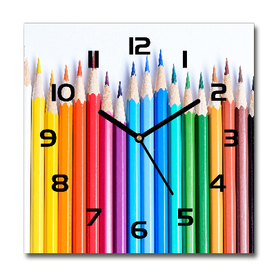 Vierkante glazen wandklok Kleurpotloden