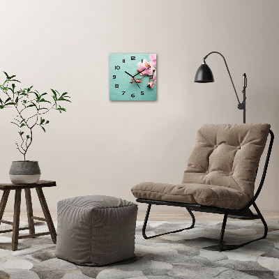 Zegar ścienny szklany kwadratowy Orchidea