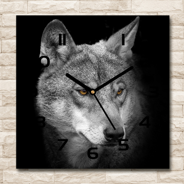 Vierkante glas klok Wolf
