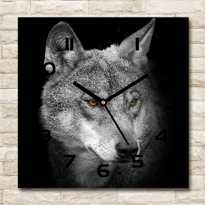 Vierkante glas klok Wolf