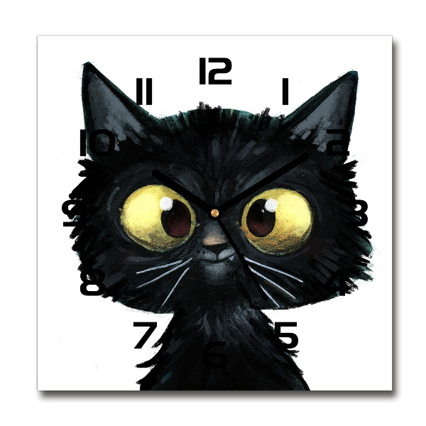 Vierkante glazen wandklok Kattenillustratie