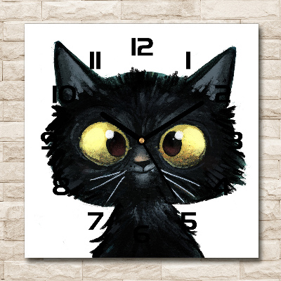 Vierkante glazen wandklok Kattenillustratie