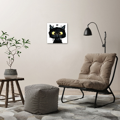 Vierkante glazen wandklok Kattenillustratie