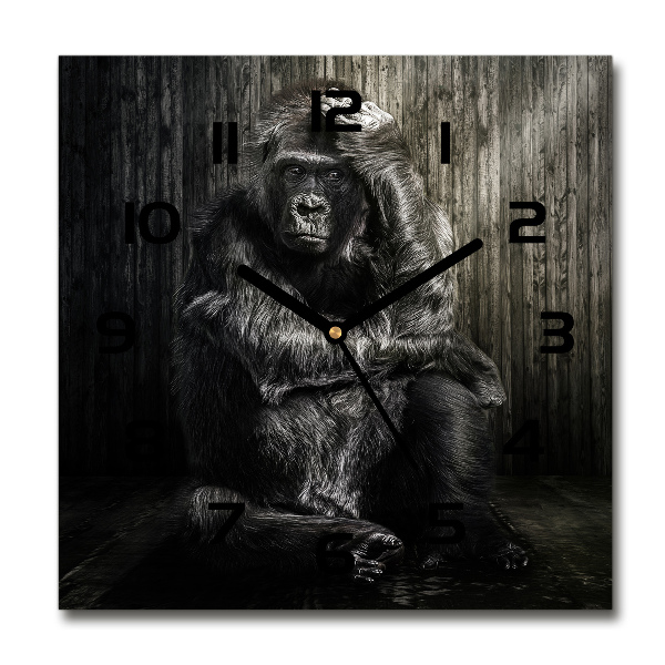 Vierkante glas klok Gorilla