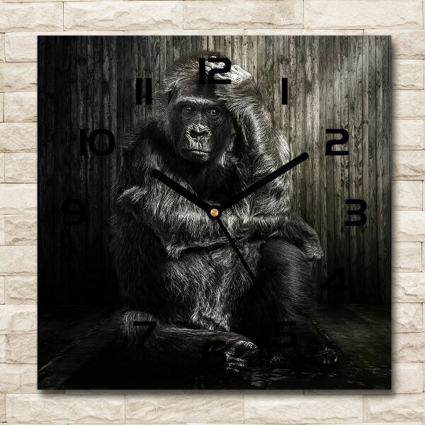 Vierkante glas klok Gorilla