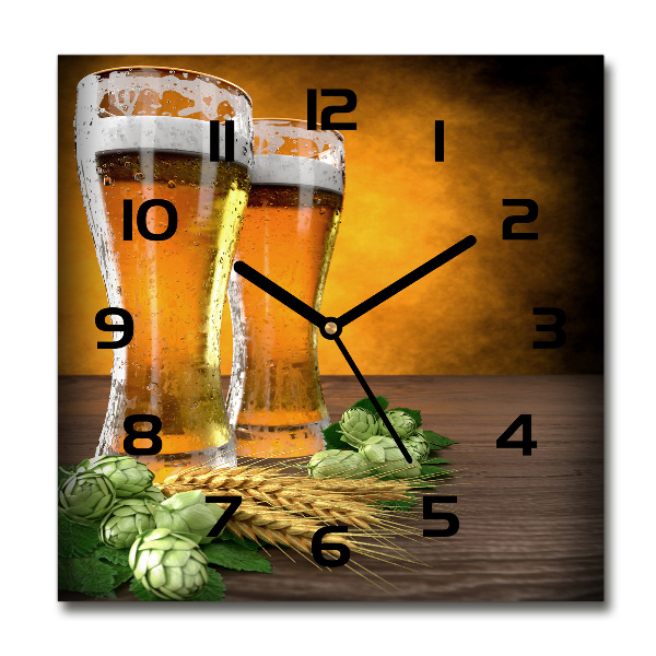 Vierkante glazen klok Twee glazen bier