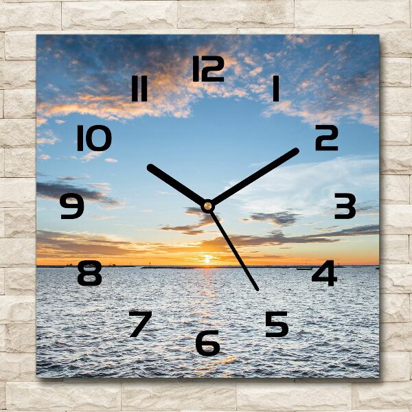 Zegar szklany kwadratowy Zmierzch nad morzem